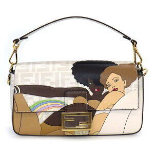 Fendi Mamma Bucket Shoulder Bag by Zucca white canvas leather